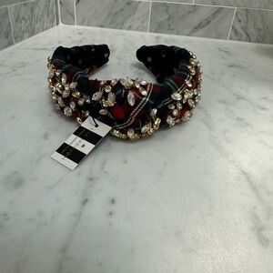 Lele sadoughi mixed Shape crystal headband in holiday plaid